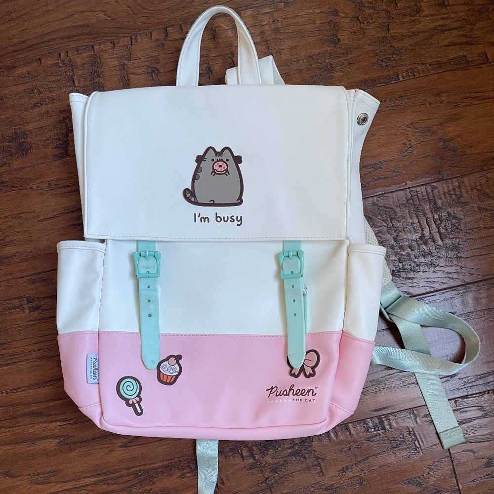 Pusheen “I’m Busy” Backpack – Pink & White